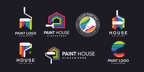 Paint logo collection with modern creative abstract concept Premium Vector - obrazy, fototapety, plakaty