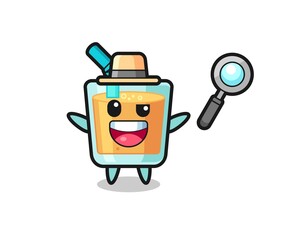 illustration of the orange juice mascot as a detective who manages to solve a case