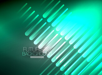 Bright neon color techno abstract background, shiny glowing neon lines in the dark background