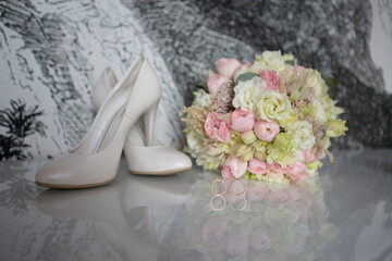 wedding wedding rings bridal bouquet