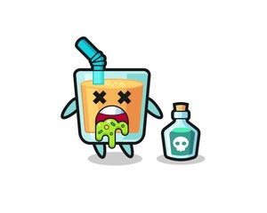 illustration of an orange juice character vomiting due to poisoning