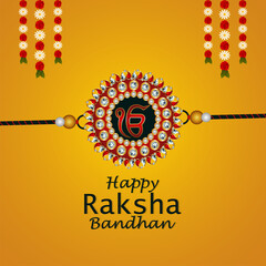 Happy Raksha bandhan invitation greeting card with creative vector illustration and garland flower