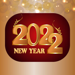 Happy new year 2022 invitation card with creative text effect