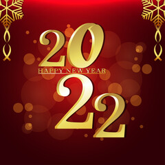 2022 new year event party greeting card with golden text effect