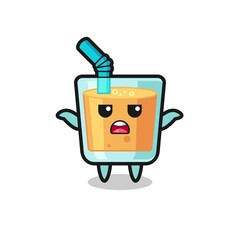 orange juice mascot character saying I do not know