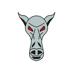 Red eye color horse head icon logo