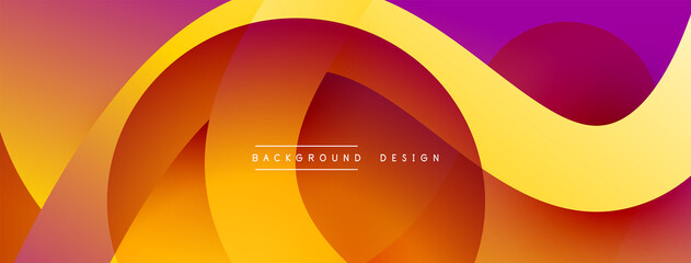 Abstract overlapping lines and circles geometric background with gradient colors