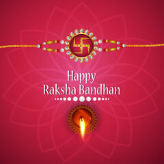 Happy raksha bandhan invitation greeting card with creative vector rakhi