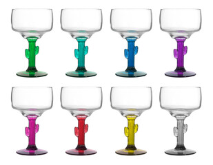 Group of vintage wine glass on white background