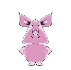 Pig cartoon with white blackground 