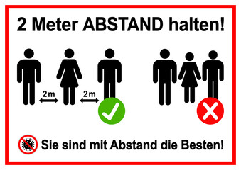 ds336 DiskretionSchild - safety - Abstandsgebot - german label text: 2 Meter Abstand halten . Sie sind mit Abstand die Besten - schwarz / weiss / rot - Druckvorlage - DIN A2 A3 A4 xxl g10694