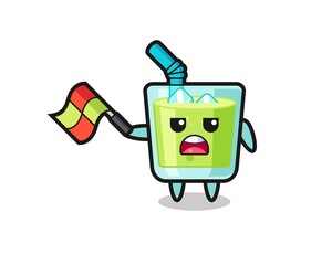 melon juice cartoon as the line judge hold the flag up at a 45 degree angle