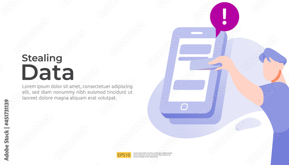 Poster password phishing attack and stealing personal data concept. internet security for web landing page,