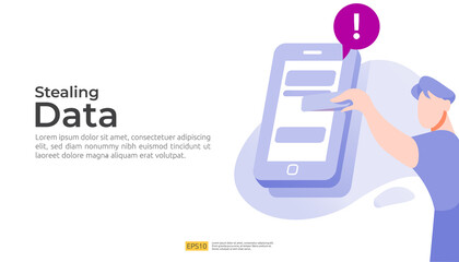 password phishing attack and stealing personal data concept. internet security for web landing page, banner, presentation, social, and print media template. Vector illustration