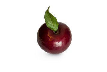 Ripe juicy plum fruit isolated on white background