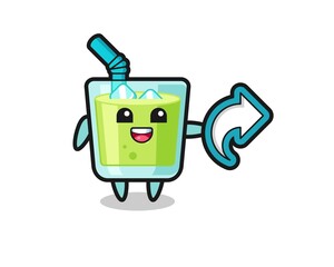 cute melon juice hold social media share symbol