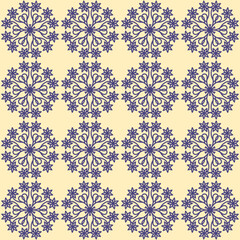 monochrome round floral pattern on a pale yellow background. decorative tiles. template, cover, print.