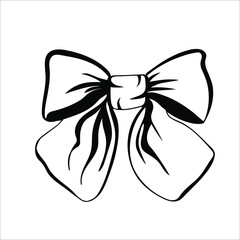 Tied bow in doodle style. Holiday celebration concept. Hand drawn vector illustration