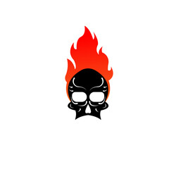 skull head with burning fire icon