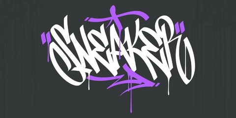 Abstract Hip Hop Hand Written Urban Street Art Graffiti Style Word Sneaker Vector Illustration Art - obrazy, fototapety, plakaty