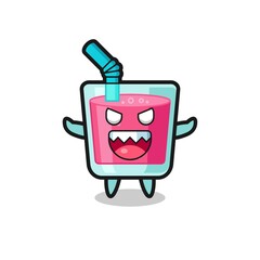 illustration of evil strawberry juice mascot character