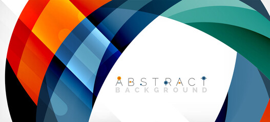 Geometric abstract background. Circle created with overlapping color shapes. Vector Illustration For Wallpaper, Banner, Background, Landing Page