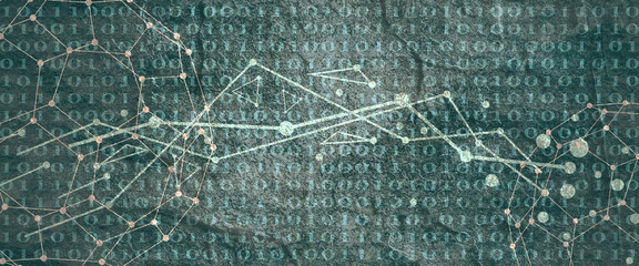 Data engineer text. Lines with dots connected style