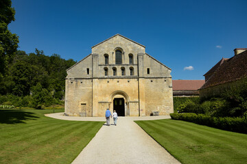 Fototapeta na wymiar The Fontenay Abbey on the town of Montbard