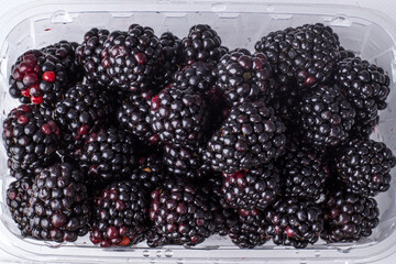 Ripe juicy berries of large blackberries.