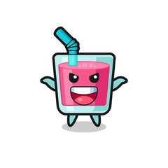 the illustration of cute strawberry juice doing scare gesture