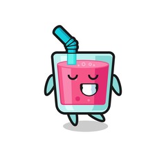 strawberry juice cartoon illustration with a shy expression