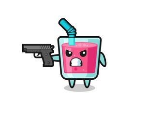 the cute strawberry juice character shoot with a gun