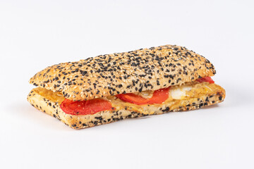Tuna sandwich with peppers, in seed bread