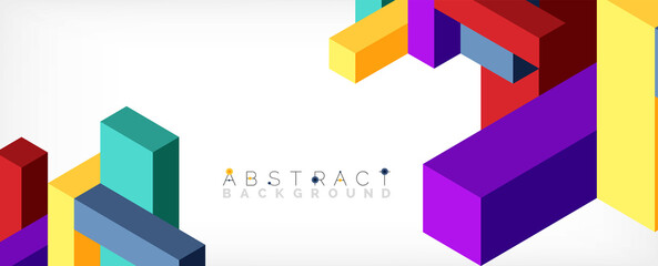 Abstract background. 3d cubes, cubic elements and blocks. Techno or business concept for wallpaper, banner, background, landing page