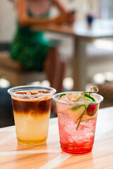 Iced Strawberry Soda in a cafe shop