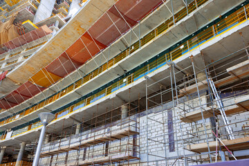 Building construction site in a street in Dubai