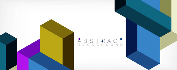 Obraz premium Abstract background. 3d cubes, cubic elements and blocks. Techno or business concept for wallpaper, banner, background, landing page