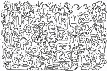 Fototapeta premium Black and white pattern on white background, abstract design 