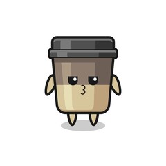 the bored expression of cute coffee cup characters