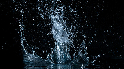 Naklejka premium Freeze motion of water splash isolated on black background.