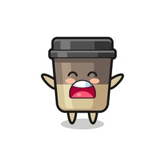 Obraz na płótnie Canvas cute coffee cup mascot with a yawn expression
