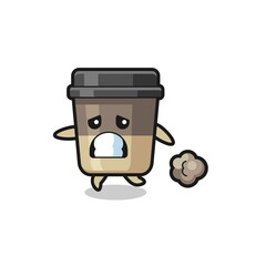 illustration of the coffee cup running in fear