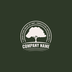 Oak tree silhouette vector logo illustration design. 