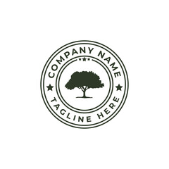 Oak tree silhouette vector logo illustration design. 