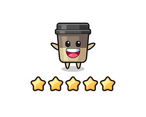 Fototapeta premium the illustration of customer best rating, coffee cup cute character with 5 stars