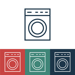 Linear vector icon with washing machine