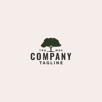 Oak tree silhouette vector logo illustration design. 