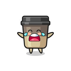 the illustration of crying coffee cup cute baby