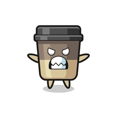 wrathful expression of the coffee cup mascot character