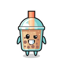 cute bubble tea mascot with an optimistic face